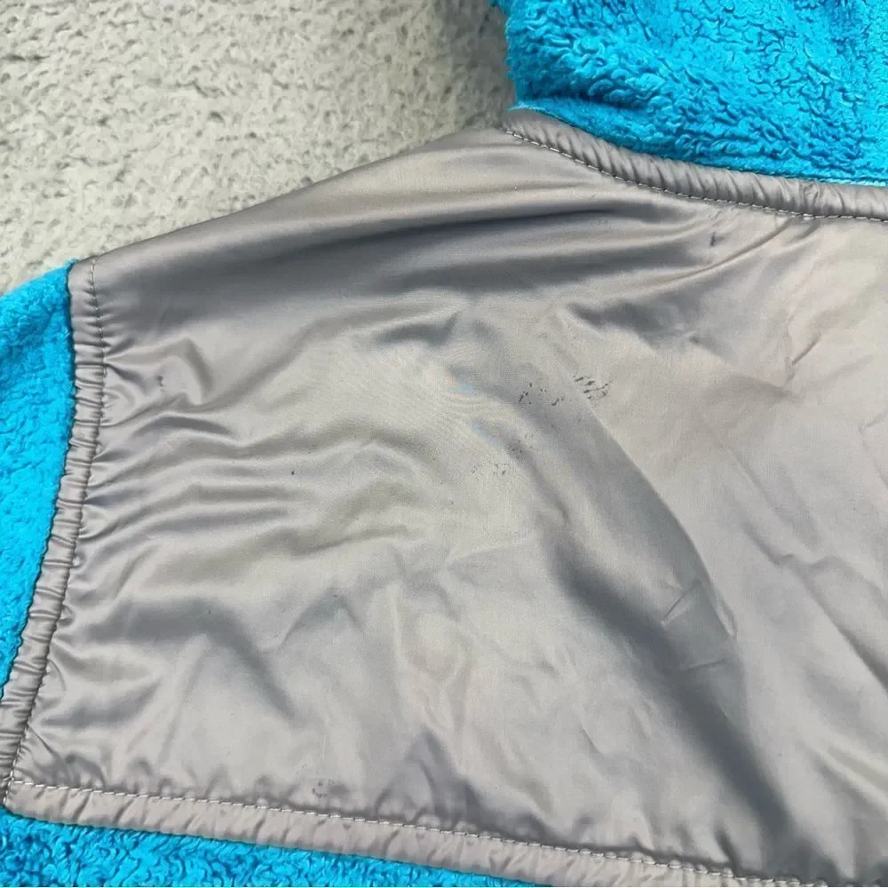 North Face Fleece Jacket Girls Large Blue‎ Hooded Full Zip Hiking Outdoor Preppy